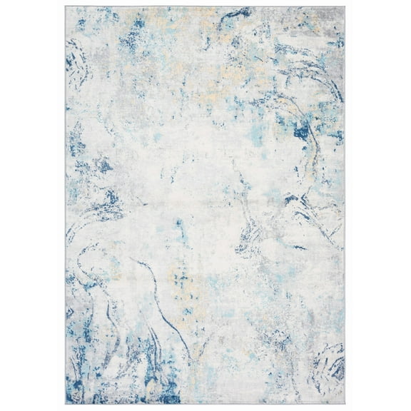 SAFAVIEH Jasper Hailey Abstract Overdyed Area Rug, Ivory/Blue, 5'3" x 7'6"