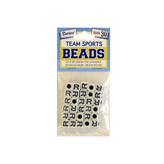 Darice Alphabet Cube R White With Black Letters 6Mm Loose Beads