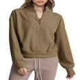 thumbnail image 1 of Solid Color Stand Collar Zipper Women‘s Loose Sweatshirt, 1 of 7