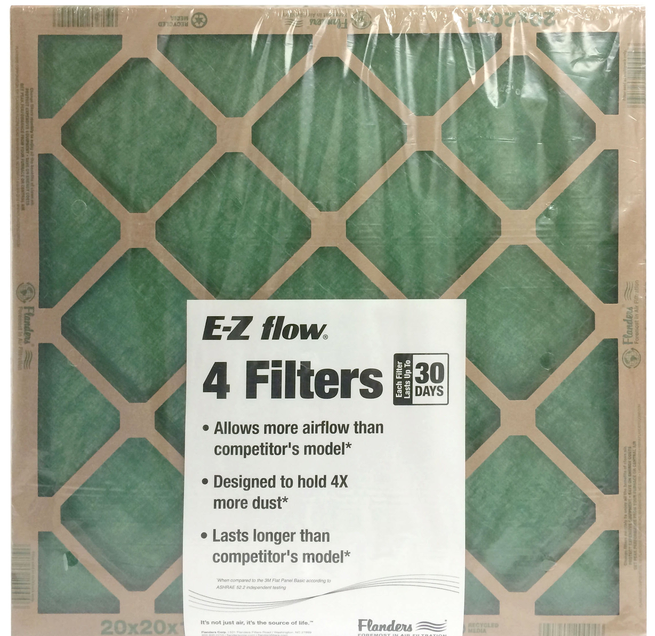 FLANDERS PRECISIONAIRE MERV 4 NESTED GLASS AIR FILTER 14X20X1" CASE OF 24 