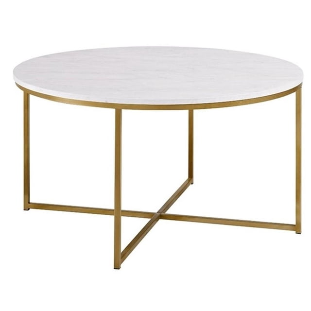 Pemberly Row Table Basse Ronde en Marbre Doré