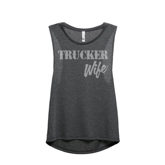 Trucker Wife Women's Fashion Sleeveless Muscle Workout Yoga Tank Top Charcoal Grey 2X-Large