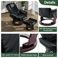 thumbnail image 6 of PU Leather Recliner Chair with Matching Ottoman, 360° Swivel Recliner with Footrest Armrest Backrest & Thick Padded Cushion, Modern Recliner with Wood Base For Living Room, Bedroom, Office, 6 of 9