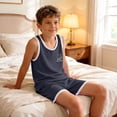thumbnail image 3 of ATOGUTA Boys Summer Outfits Sleeveless Tank Tops and Workout Shorts Set 2 Piece Clothing Set Size 0-15, Gray, 3 of 7