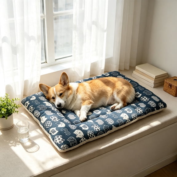 Pet Sleeping Mat, Thick Warm Cushion Pad for Indoor Cats Dogs, All‑Season Comfortable Rest Bed Pad,24.02x16.14in
