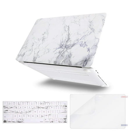 Mosiso MacBook Pro 13 Case 2019 2018 2017 2016 Release A2159/A1989/A1706/A1708 Touch Bar,Plastic Pattern Hard Cover Shell+ Keyboard Cover+Screen Protector Only for Newest Mac Pro 13 Inch, White