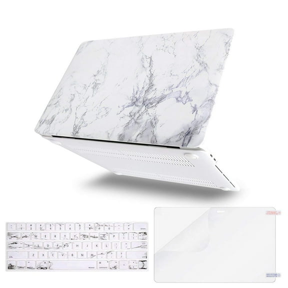 Mosiso MacBook Pro 13 Case 2019 2018 2017 2016 Release A2159/A1989/A1706/A1708 Touch Bar,Plastic Pattern Hard Cover Shell Keyboard Cover Screen Protector Only for Newest Mac Pro 13 Inch, White Marble