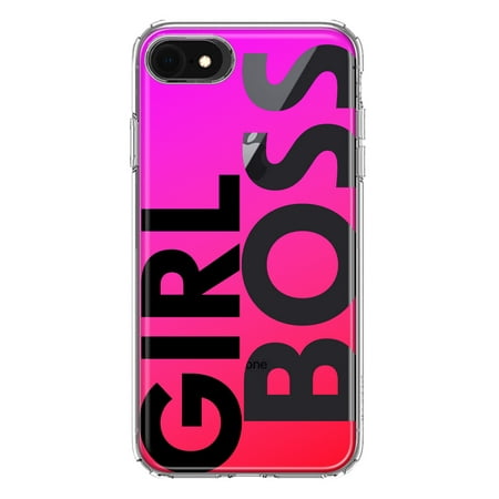 MUNDAZE Apple iPhone 6/7/8/SE 2020/SE 3 2022 Shockproof Clear Hybrid Protective Phone Case Pink Clear Funny Text Quote Girl Boss Cover