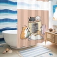 thumbnail image 5 of No Hook Shower Curtain, Pink Brown Cute Cat Shower Curtains for Bathroom with See Through Top Window, Cartoon Funny Heater Cats Waterproof & Washable Bath Curtain Extra Long 72"x96", 5 of 9