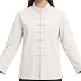 thumbnail image 5 of Aoiroe Women’s Linen Shirt Jacket – Oversized Button Down Blouse, Lightweight Long Sleeve Casual Loose Fit Top Vintage Style White 2XL, 5 of 7