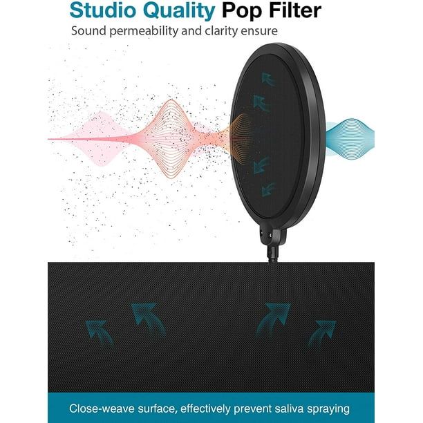 Filtre anti-pop à col de cygne pour microphone avec pince à vis