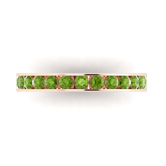 0.39 ctw Wedding Band for Women - 18K Rose Gold Natural Peridot Stackable Eternity Ring