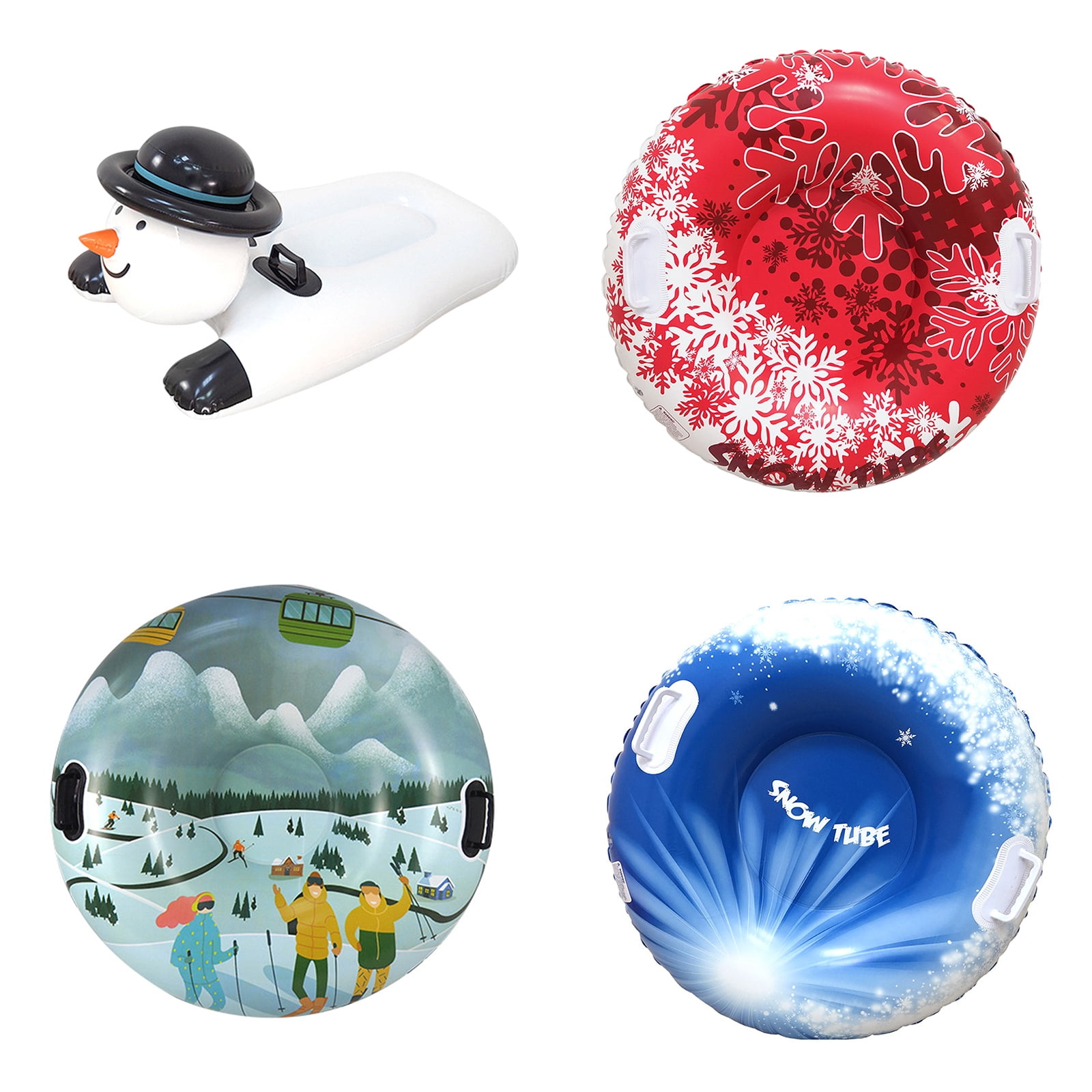 Folding Inflatable Snow Tube Sled with Handles Thicken PVC Snow Tubing Winter Snow Tube Winter Outdoor Sports Toy
