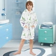 thumbnail image 5 of FORMRS Niños Bathrobe Unisex Hooded Robe Soft Plush Pajamas Sleepwear, Size 10-12T, Purple Birds, 5 of 7