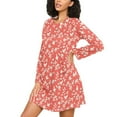 thumbnail image 3 of joogoo Red Floral Bird Women's Long Sleeve Nightgown Sleepwear L, 3 of 8