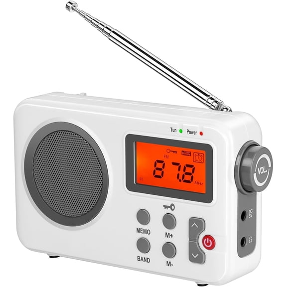 Portable Radio,AM FM Shortwave Digital Tuner with Best Reception,Battery Operated Clock Radios with Sleep Timer and Preset Function,Stereo Receiver with Alarm Clock for Home ZWS-8801