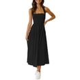 thumbnail image 2 of Txlixc Vestido sin mangas para mujer, color sólido/estampado, busto fruncido, escote cuadrado, espalda abierta Txlixc  Casual, 2 of 7