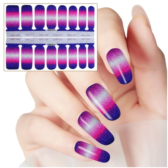 Sandistore Stick on Nails Short Clear Nail Stickers Glitter Gradient Color Full Wraps Polish Stickers Decal Strips Self-Ashesive Nail Sticker Sets For Women Girls Manicure Ideas for Short Nails