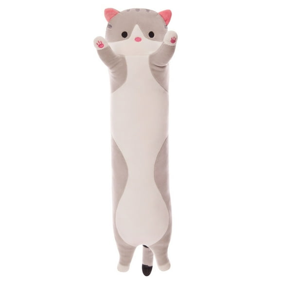 Giant Cat Pillow Plush Cartoon Kitty Sleeping Hugging Pillow, Cuddly Soft Long Kitten Body Pillow Doll Cat(Gray, 50cm/19.68inch)