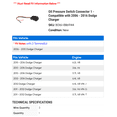 thumbnail image 2 of Oil Pressure Switch Connector 1 - Compatible with 2006 - 2016 Dodge Charger 2007 2008 2009 2010 2011 2012 2013 2014 2015, 2 of 2