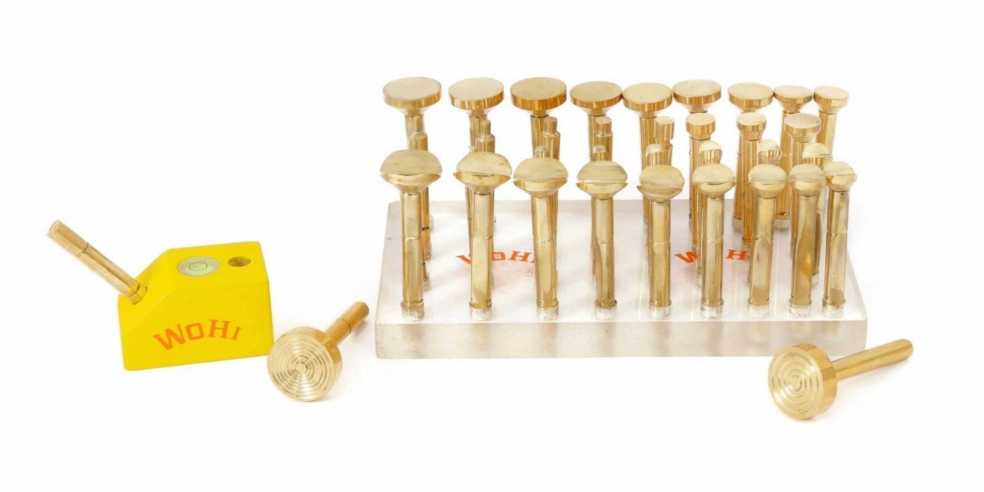 Wohi Innovations 36-Piece Gemstone Faceting Brass DOP Combo, 6mm & 6.35mm Compatible, Lapidary Tool Kit