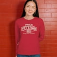 thumbnail image 4 of Proud Veteran Women's Long Sleeve T-shirt Veteran's Day Military Honor US Flag Army Air Force RED Friday American Patriot, 4 of 7