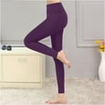 thumbnail image 4 of Winter Warm Fleece Lined Leggings for Women，High Waisted Thick Thermal Velvet Tights Purple S, 4 of 4