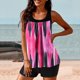 thumbnail image 5 of Modesto Trajes de Baño para las Mujeres Multicolor Gradiente Impresión de Espalda Recorte, Pantalones Cortos de Cintura Alta Y Sling Top para la Playa, la Piscina Y las Vacaciones, 5 of 6