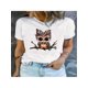 thumbnail image 1 of Short Sleeve Cartoon Owl Graphic Print Comfort Casual Sports T-shirt, Women's Summer Round Neck Top, 1 of 6