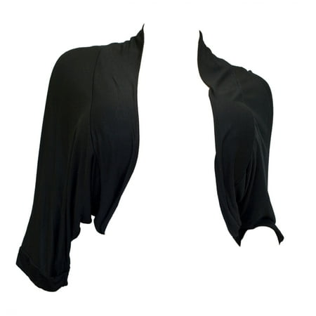eVogues Plus Size Floral Laced Back Cropped Bolero Shrug Black