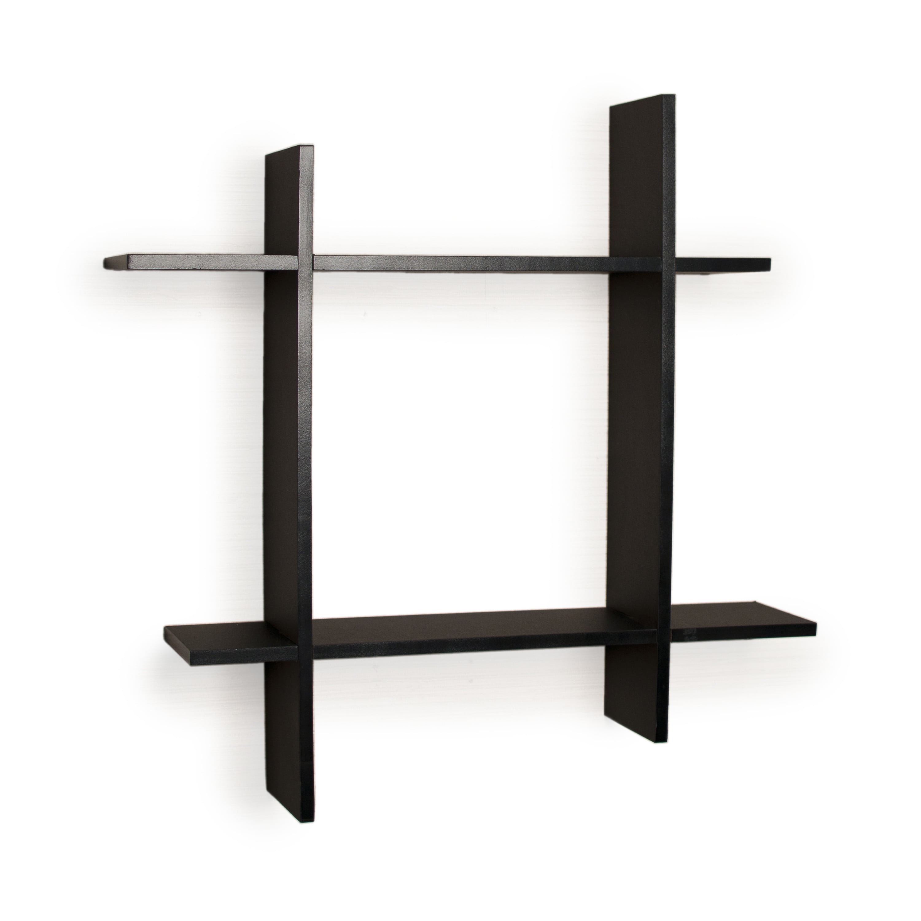 Danya B. Asymmetric Black Laminate Square Floating Wall Shelf - Walmart ...