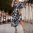 thumbnail image 2 of Birdeem Robe Décontractée Mode pour Femmes Col en V Imprimé Floral Fendu Manches Bouffantes, 2 of 7