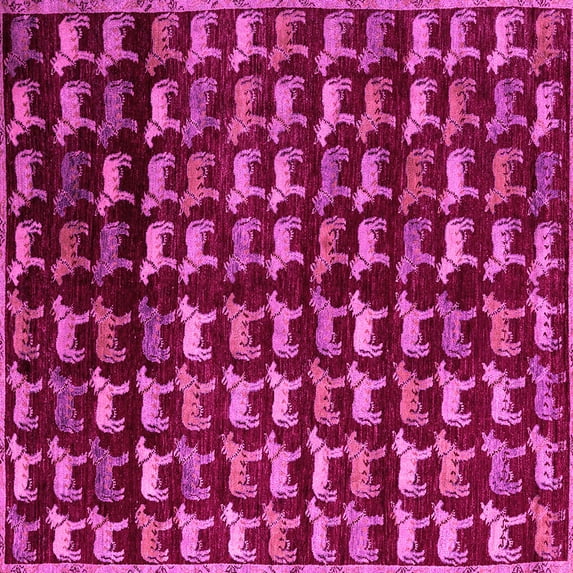 Ahgly Company Indoor Square Abstract Pink Modern Area Rugs, 8' Square