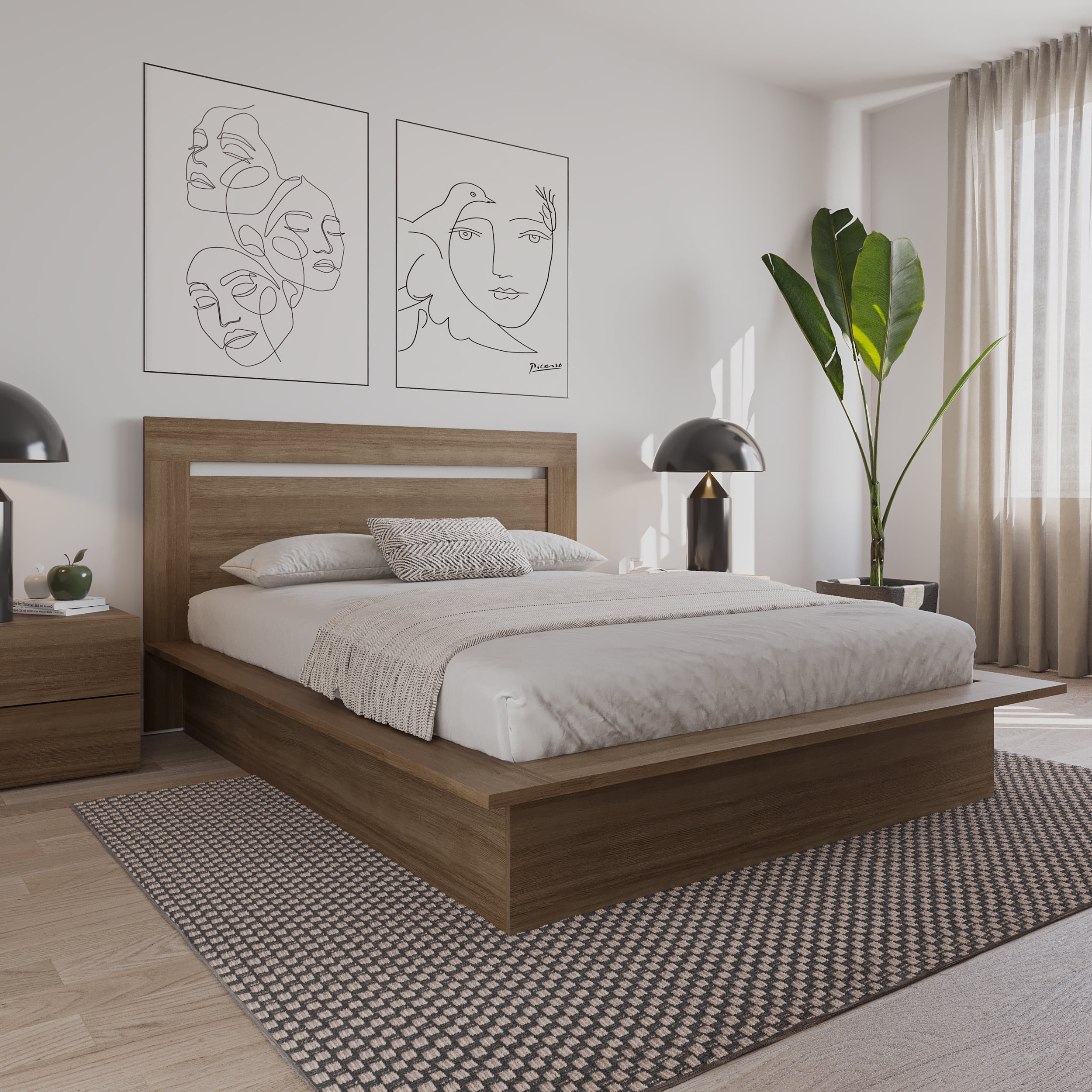 Nexera Malibu Queen Size Headboard, Brown Oak