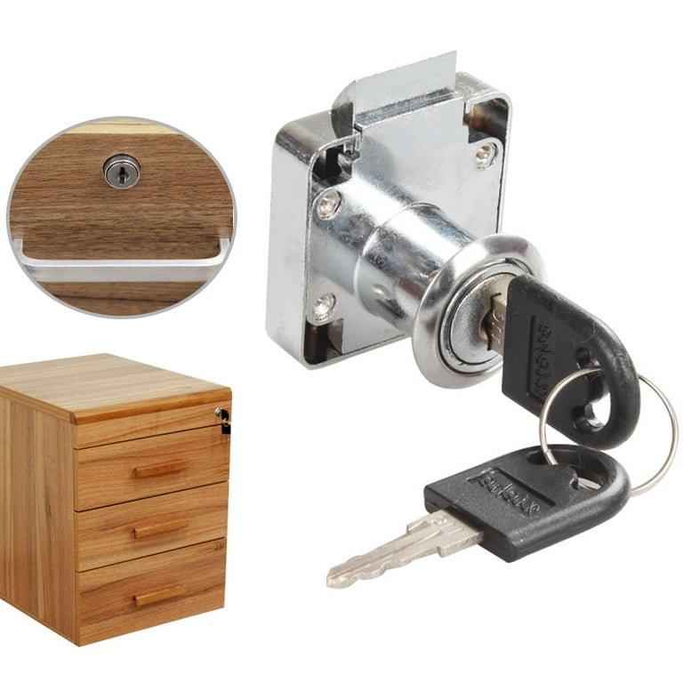 19mm Drawer Locks with Keys, 2 Pack Zinc Alloy Office Drawer Lock