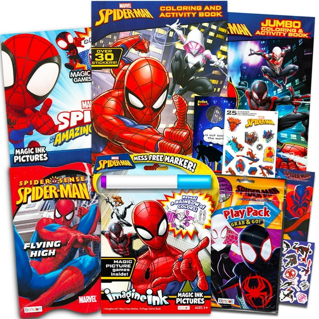 Set de libros para colorear Marvel Spiderman para niños con actividades