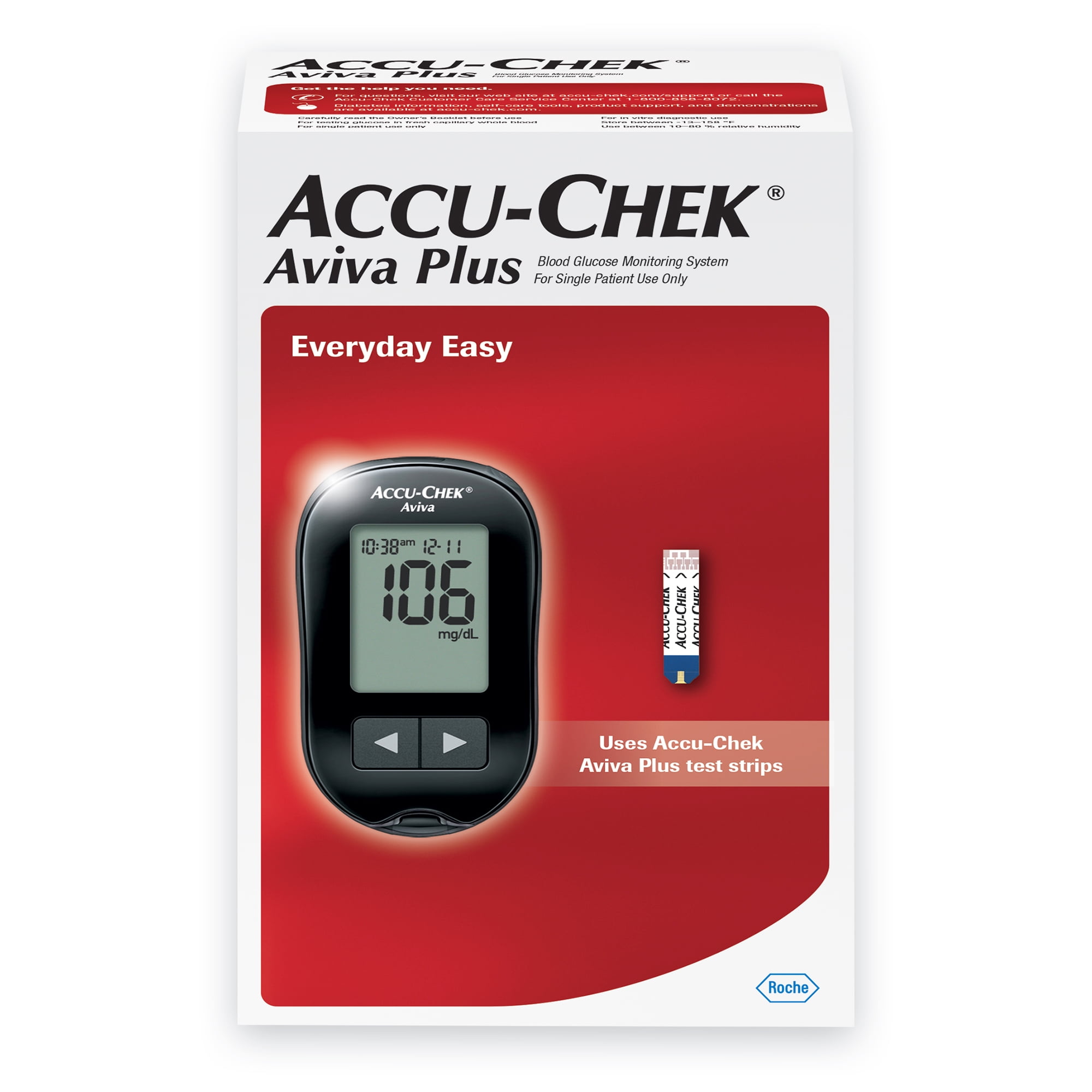 meteoor plak Occlusie Accu-Chek Aviva Plus Meter for Diabetic Blood Glucose Testing - Walmart.com