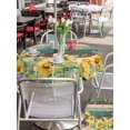 thumbnail image 5 of Outdoor Tablecloth with Umbrella Hole for Patio/Picnic/Party/Camping, Sunflower Waterproof Table Cloth Round Cover Washable, Summer Eucalyptus Botanical Floral Teal Brown Wood (Dia 60"), 5 of 8