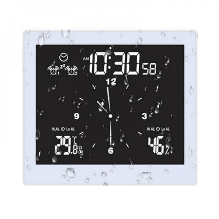 

Clearance Sale Home Multifunctional Upper and Lower Limit Temperature and Humidity Meter Bathroom Clock with Built In Electronic Display