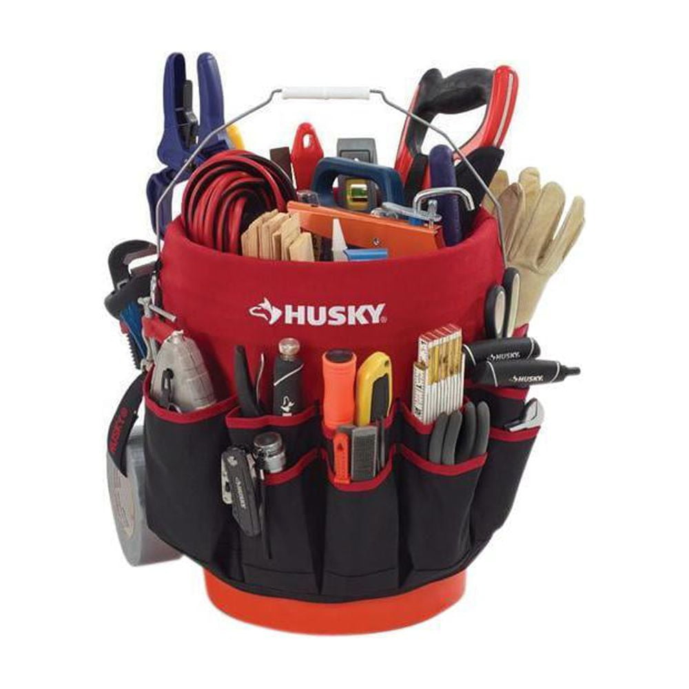 Husky 12 in. 30 Pocket Heavy Duty Bucket Jockey 5 Gallon In-Bucket Storage  Tool Bag HD10030-TH - The Home Depot