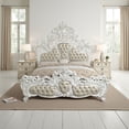 thumbnail image 7 of Kin King Size Bed, Ornate Vintage White, Tufted Beige Faux Leather, 7 of 7
