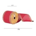 thumbnail image 2 of Vickerman 3.75" x 10 Yards Red Dupion with Gold Swirl Edge Christmas Ribbon, 2 of 2