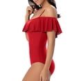 thumbnail image 4 of Csndyce off Shoulder One Piece Swimsuits Women Bathing Suits Tummy Control Sexy Halter Bikini Female, 4 of 5