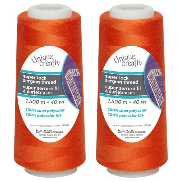 UNIQUE CREATIV TRULOCK Serging Thread — 100% Polyester, 40 wt, 1500 m Cone for Overlock Machines