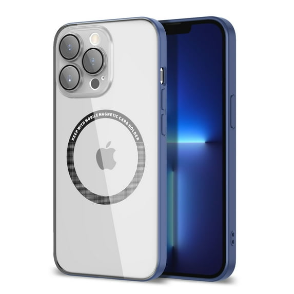 SaniMore for iPhone 14 Pro 6.1" 2022 Transparent Magnetic Case, Rugged Clear PC Back & TPU Bumpers Case with Wireless Charging for iPhone 14 Pro Shockproof Protective Cover, Blue