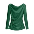 thumbnail image 2 of HongQid Womens Dressy Casual Blouses Satin Long Sleeve Shirts Pleated Business Tops Trendy Spring Fall Outfits, 2 of 6