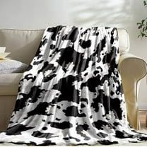 Sowide Cow Print Blanket, Soft Fleece Flannel Cow Flower Blanket, Cow Blanket for Adult Couples, Cozy Warm Throw Blanket, Lightweight Black White Fuzzy Plush Gifts for Couch, Bed, Living Room(50"x60")