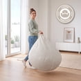 thumbnail image 3 of Puff Sillón de Memory Foam de Alta Densidad - Funda Acanalada Desmontable y Lavable - Asiento Modular Ergonómico Color Beige con Asa, 3 of 9