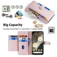 thumbnail image 5 of SaniMore for Google Pixel 7 Pro Case, with Kickstand [Shoulder & Wrist Strap] Flip Zipper Wallet Cash & Card Slots PU Leather TPU Interior Full Body Protection for Google Pixel 7 Pro, Pink, 5 of 9