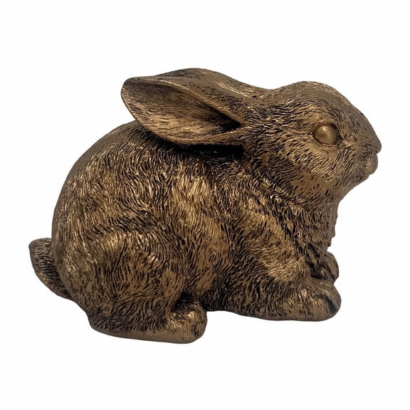 Bronze Bunny Figurine Resin Rabbit Decor Easter Vintage Farmhouse Shelf Mantel Accent,Lying